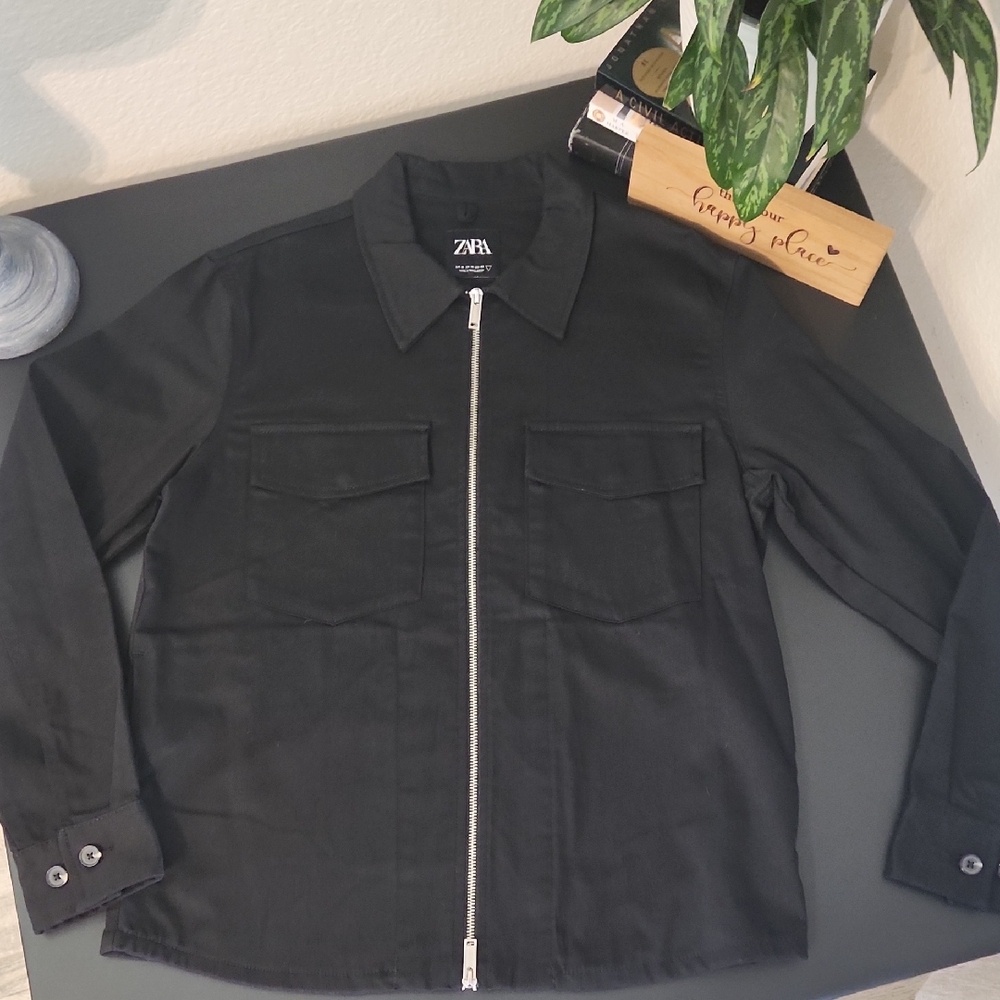 Zara Zip-Front Shirt Jacket